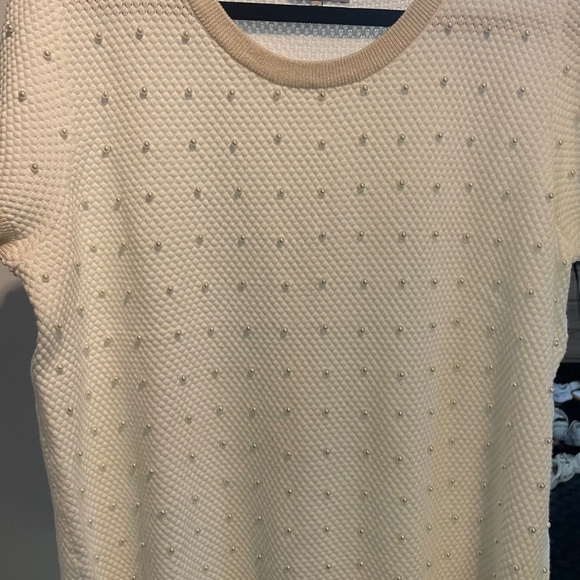 Leo & Ugo Paris Pearl-Embellished Knit Top - Picture 2 of 5